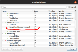 Installed plugins in QtCreator